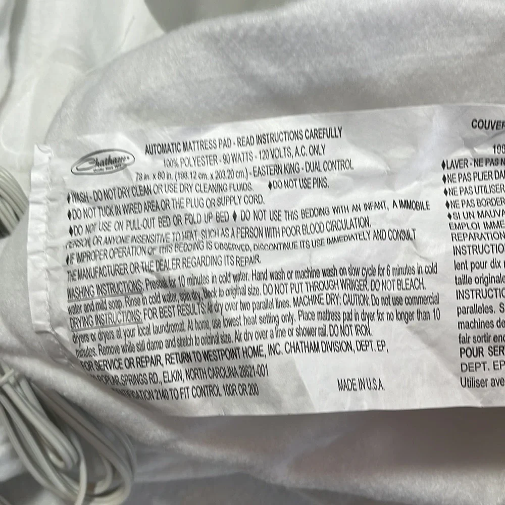 New Unused King Size Heated Mattress Pad White Rest Warmer Dual Control